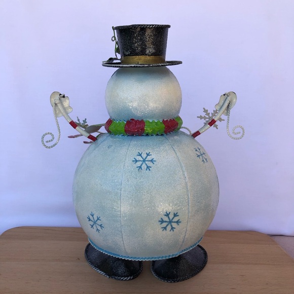 Vintage Metal Wiggle Snow Man Bouncing On A Spring Christmas Tabletop Decor 12” - Picture 5 of 12